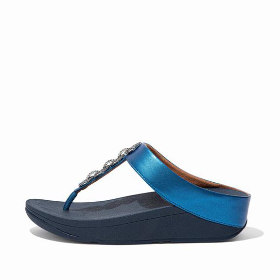 Sandales Entre-Doigts Femme Fitflop Fino Faux Cuir Bleu (BXW176495)